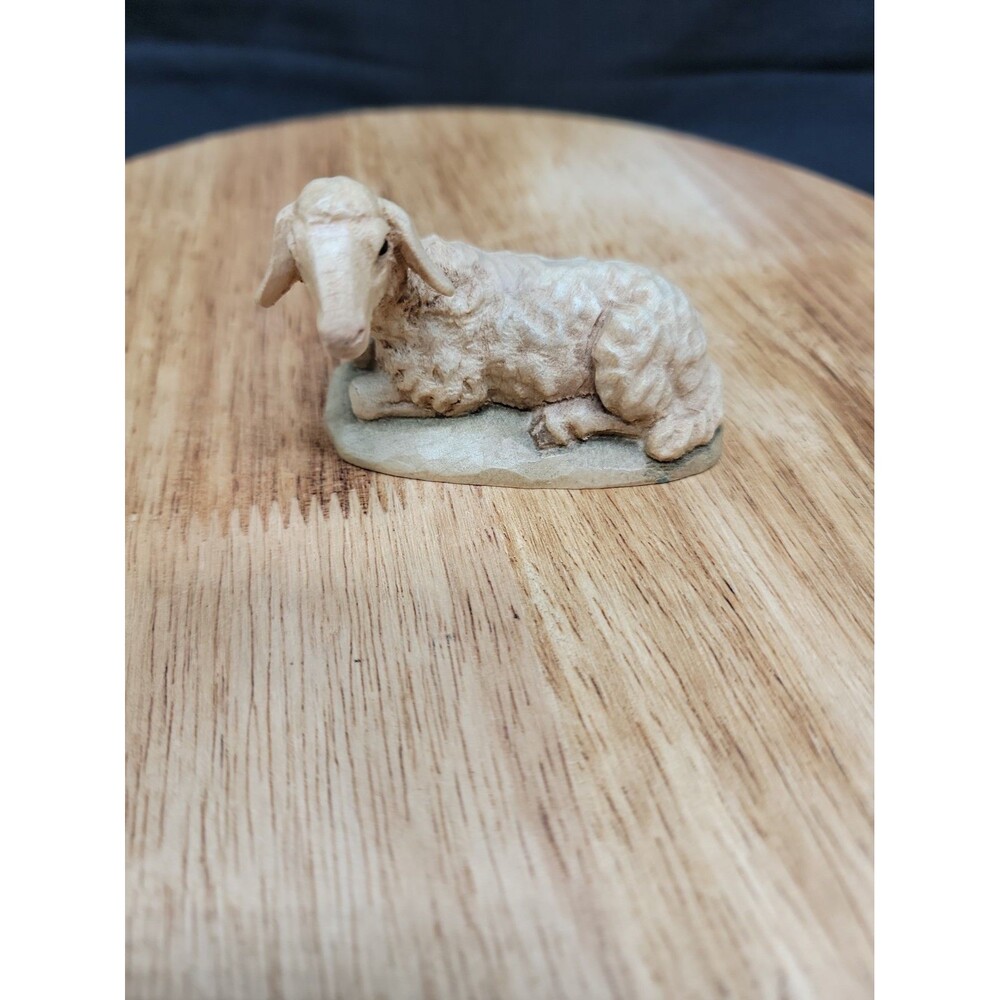 Vintage Handcarved Wooden Lamb/Sheep Nativity Figurine 2x2.5